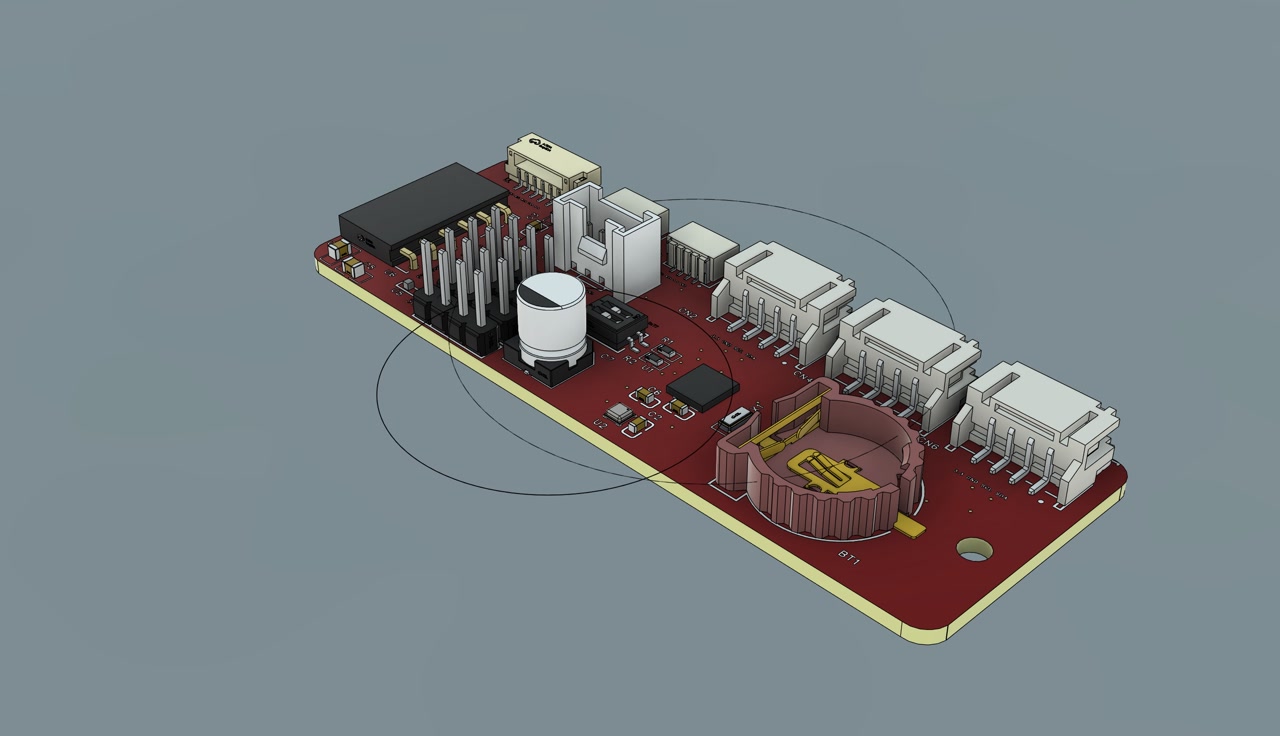 Rotating render of the Aura PCB
